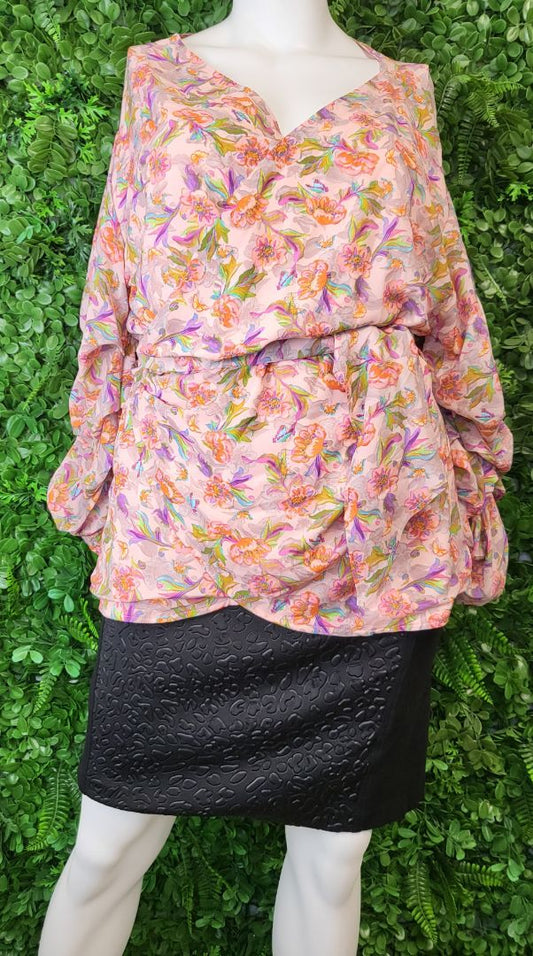 Friday Flamingo Floral Wrap Top BNWT (20-22)