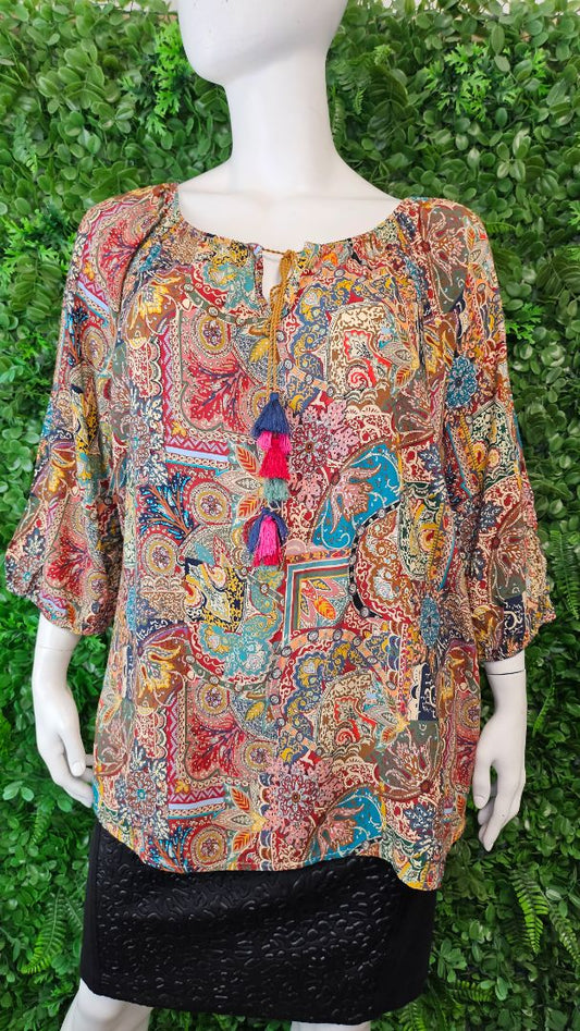 Paprika Multi Boho Top (20-22)