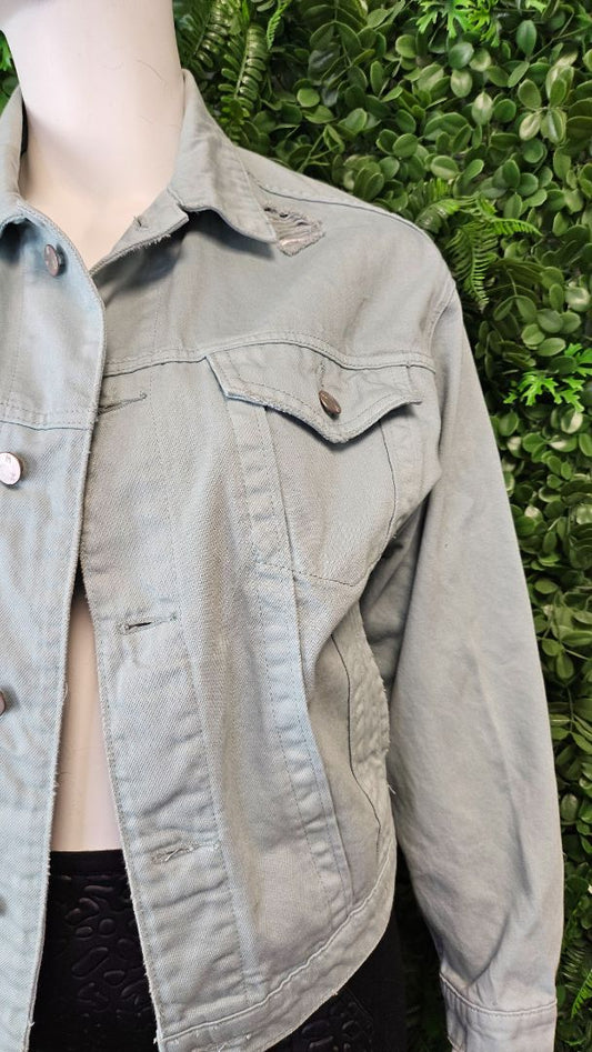 Max Mint Green Distressed Denim Jacket (14)