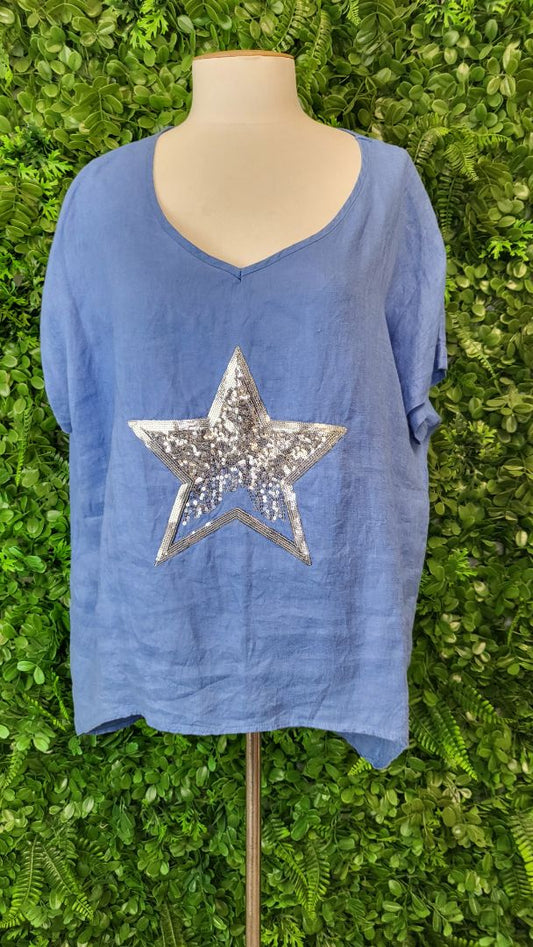 Cali & Co Blue Sequin Star Top (14-16)