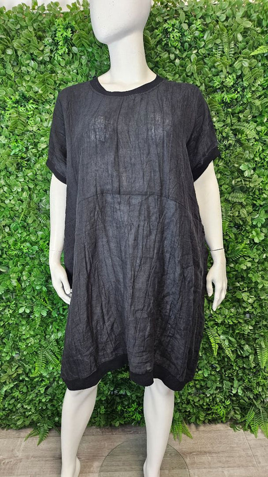 Isla-Maree Black Linen Blend Dress (18-20)