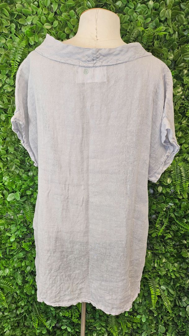 Puro Lino Pale Grey Linen Top (14-16)