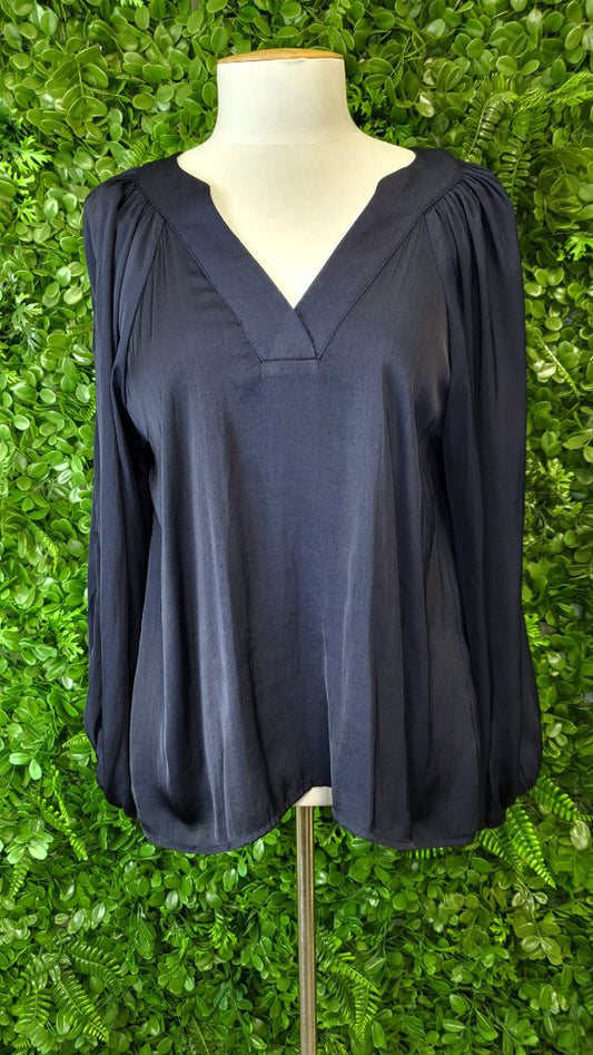 White Closet Navy Sateen Top (10)