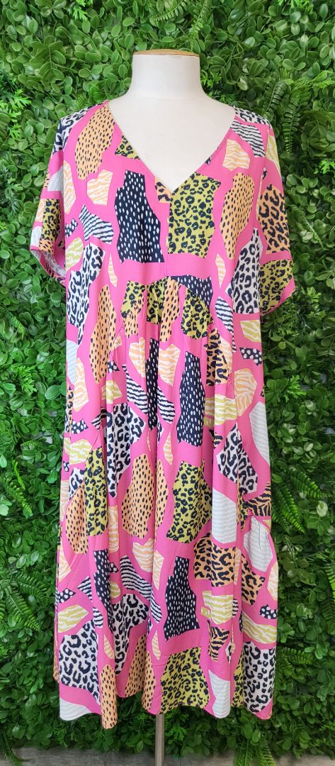 Little Party Dress Pink Safari Print Dress (14)