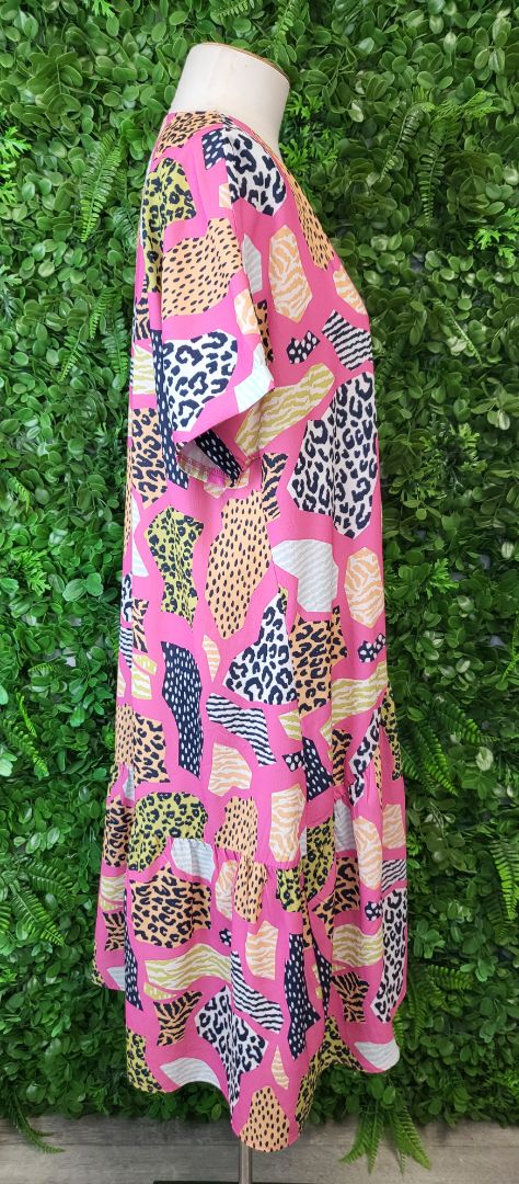 Little Party Dress Pink Safari Print Dress (14)