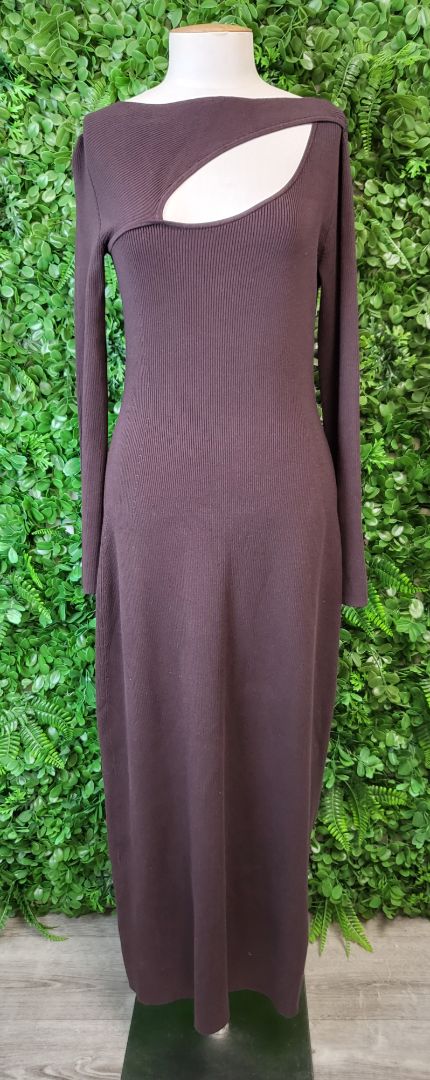 Witchery Brown Ribbed Dress (10)