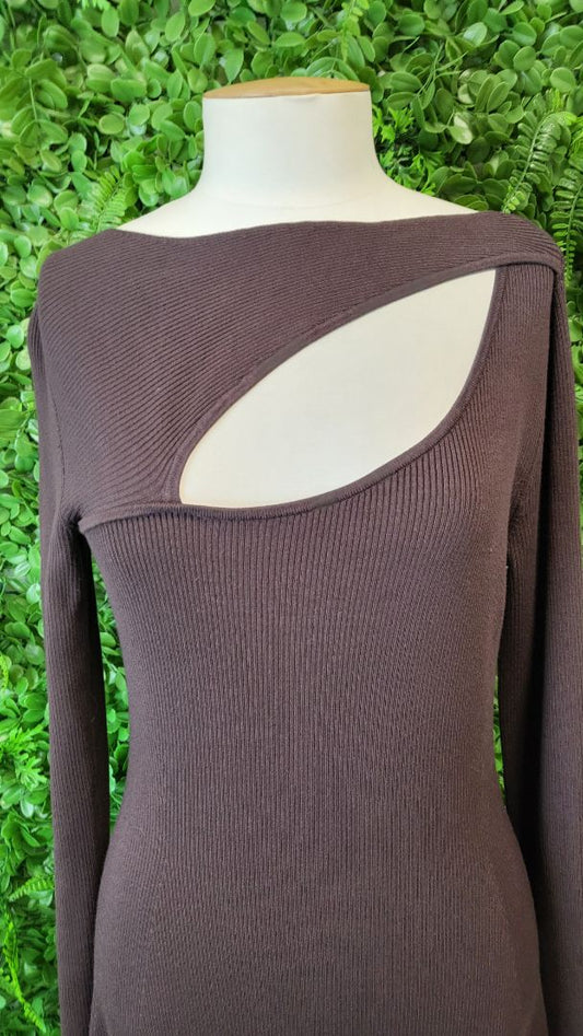 Witchery Brown Ribbed Dress (10)