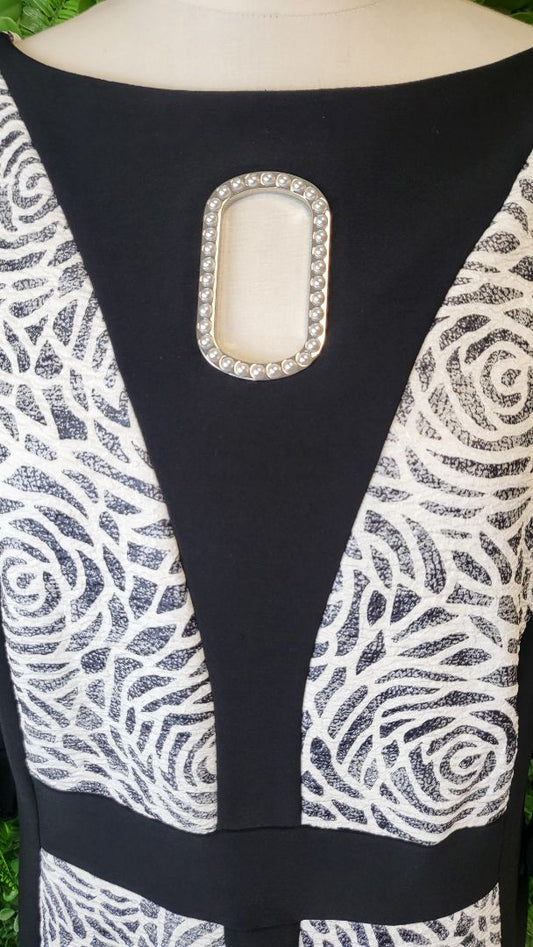 Joseph Ribkoff Black/White Pearl Insert Dress (14)