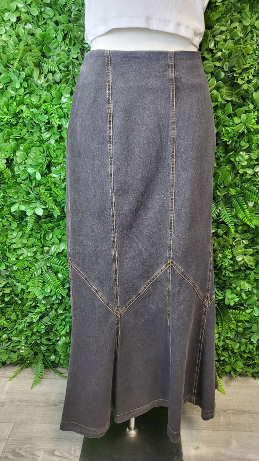 Kooky Grey Fluted Denim Skirt (14)