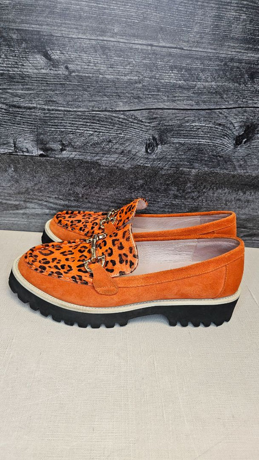 Andrea Biani Orange Animal Loafer (40)