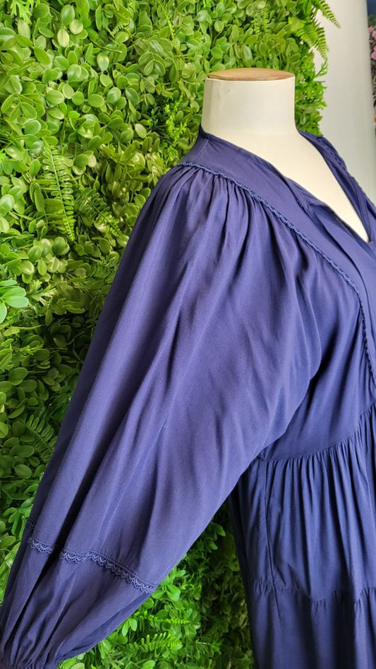 Boho Aus Navy Tier Midi Dress BNWT (10)