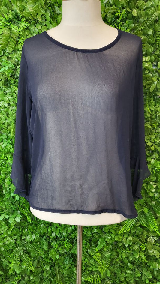 Orlando Navy Frill Sleeve Top (10)