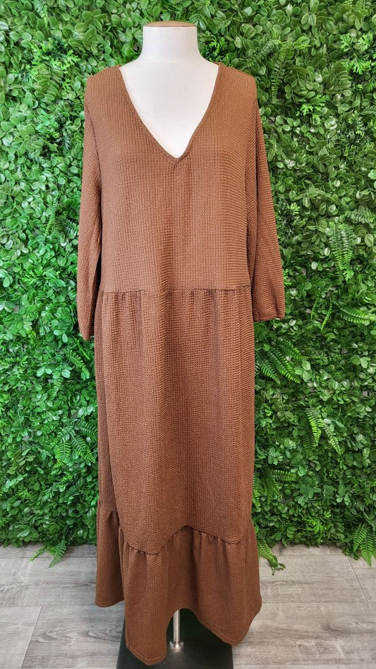 Peace & Promise Brown Textured Dress (14)