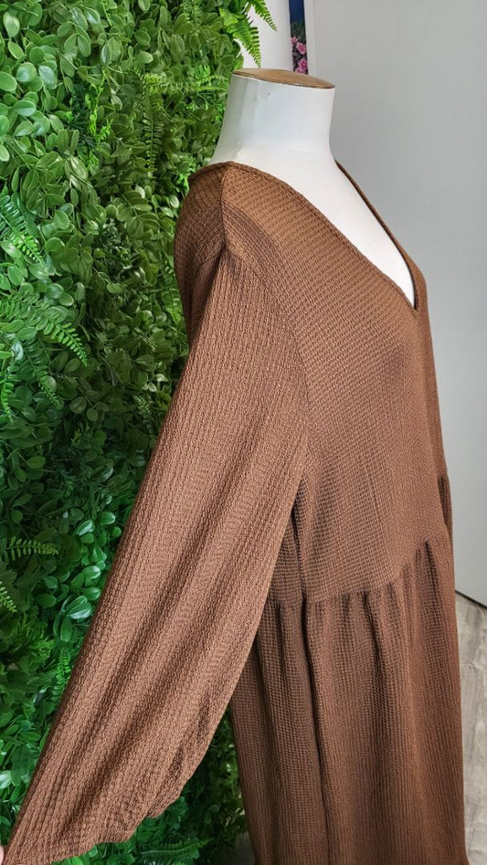 Peace & Promise Brown Textured Dress (14)