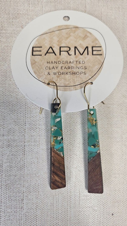 Earme Resin/Wood Earring Green