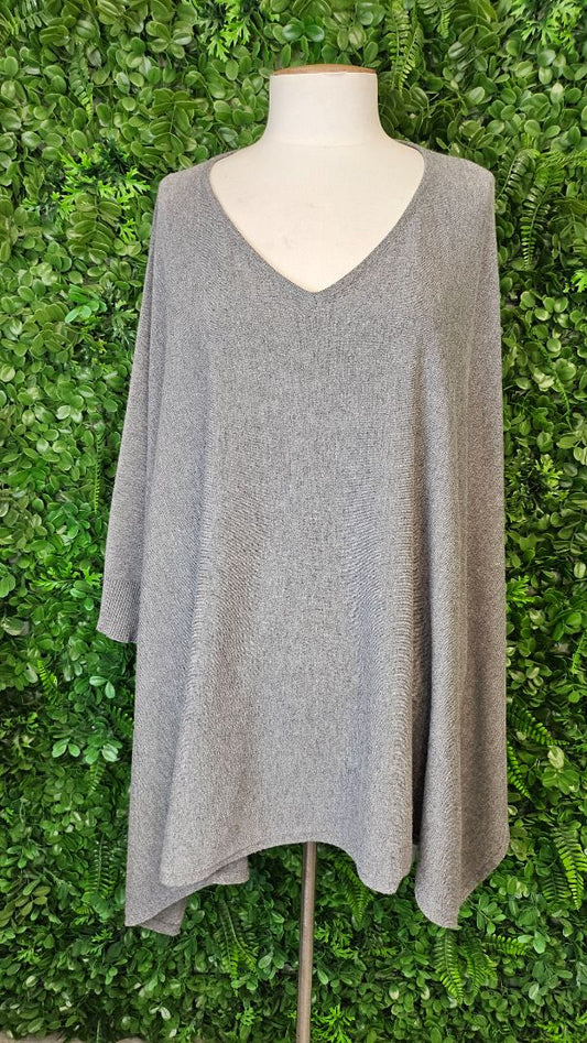 Cali & Co Grey Oversized Poncho Top (OSFM)
