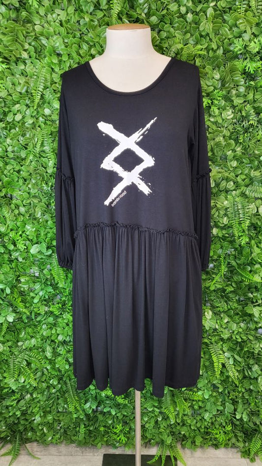 Bambu Road Black Drop Hem Dress (8-10)