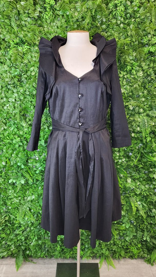 Frank Lyman Black Flare Collar Dress (10-12)