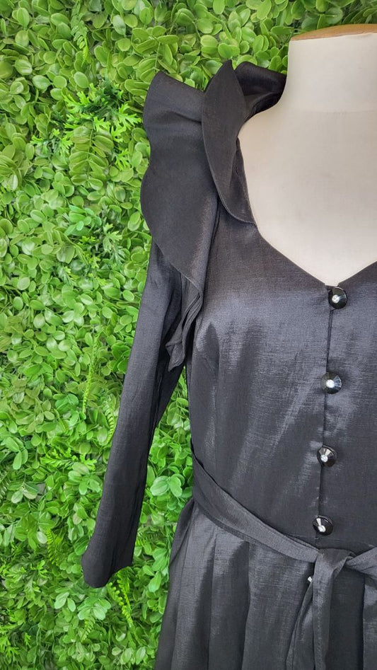 Frank Lyman Black Flare Collar Dress (10-12)