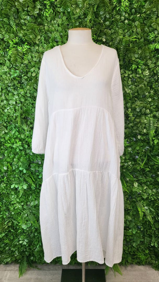 Sass White Cotton Dress (8-10)