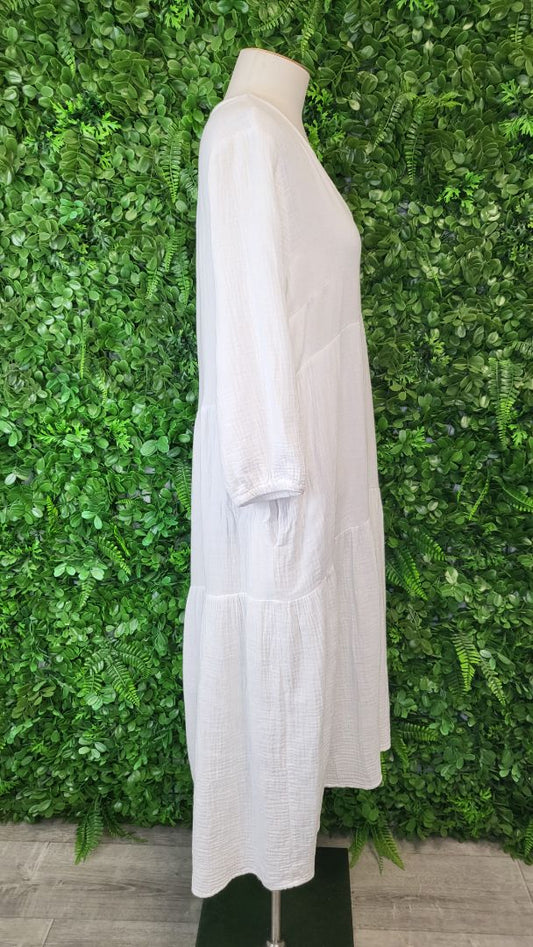 Sass White Cotton Dress (8-10)