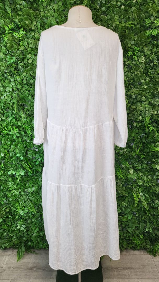 Sass White Cotton Dress (8-10)