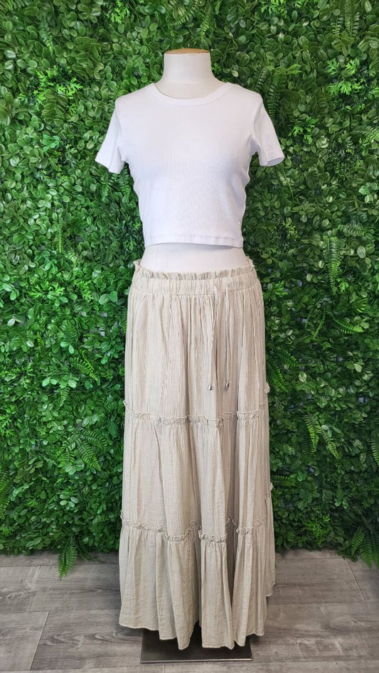 Drama The Label Cream Tiered Skirt (14)