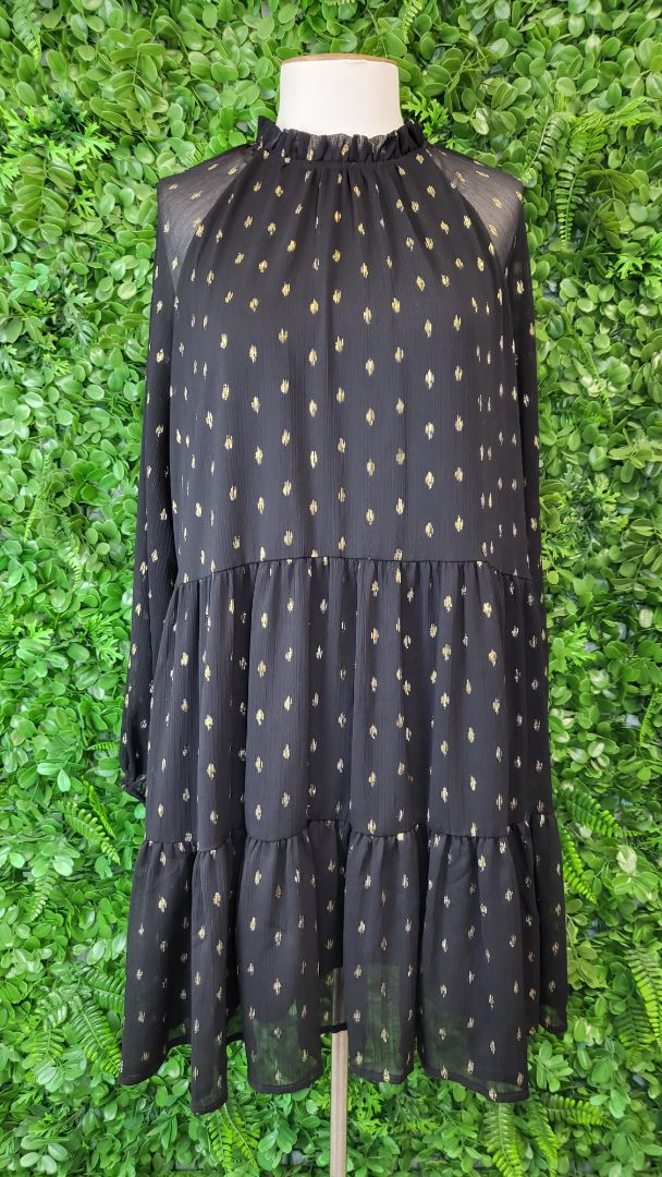 Decjuba Black/Gold Foil Dress (8)