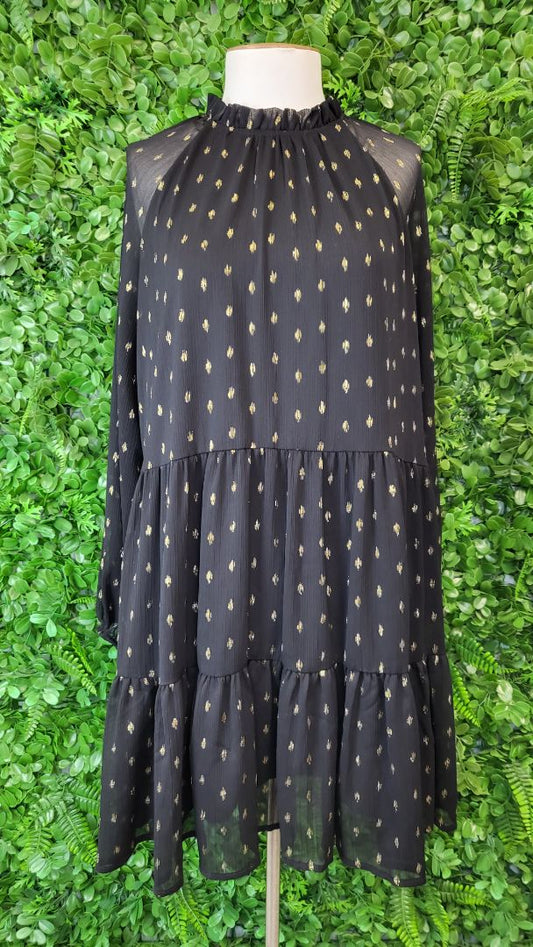 Decjuba Black/Gold Foil Dress (8)