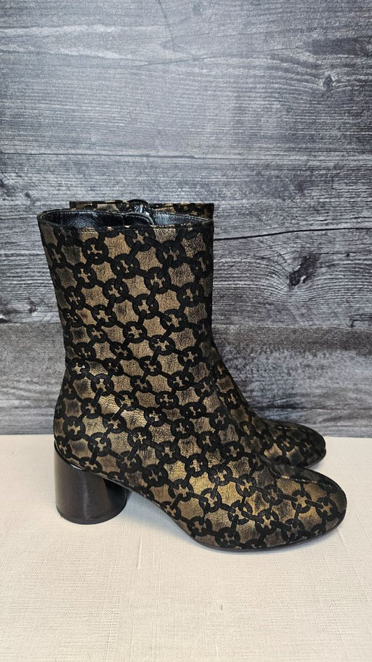 Hogl Black/Gold Suede Print Boot (38)