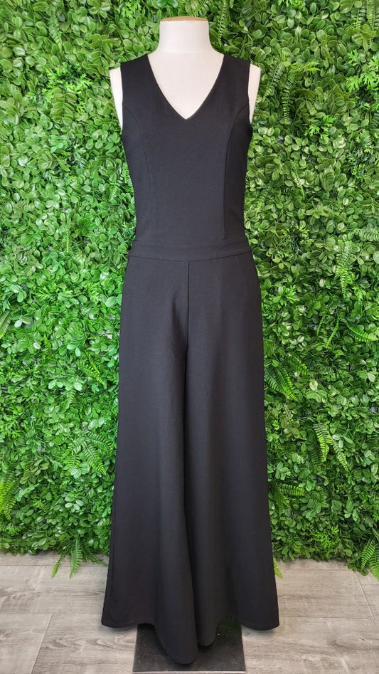 Pink Stitch Black Wide Leg Jumpsuit (6)