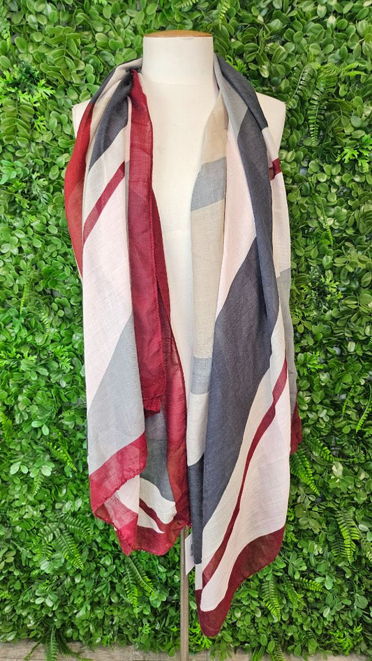 Burgundy, grey, taupe Scarf