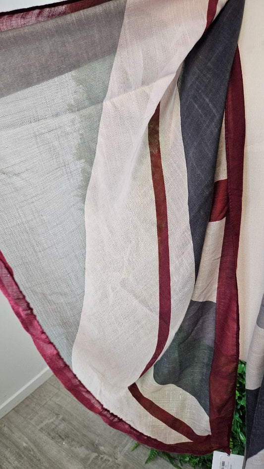 Burgundy, grey, taupe Scarf