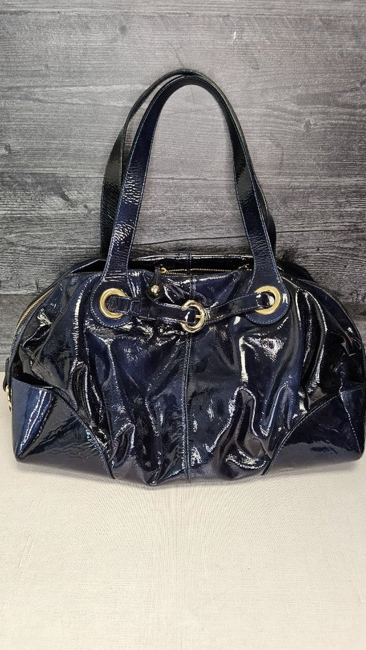 Francesco Biasia Navy Patent Leather Bag (37cmx30x13cm)