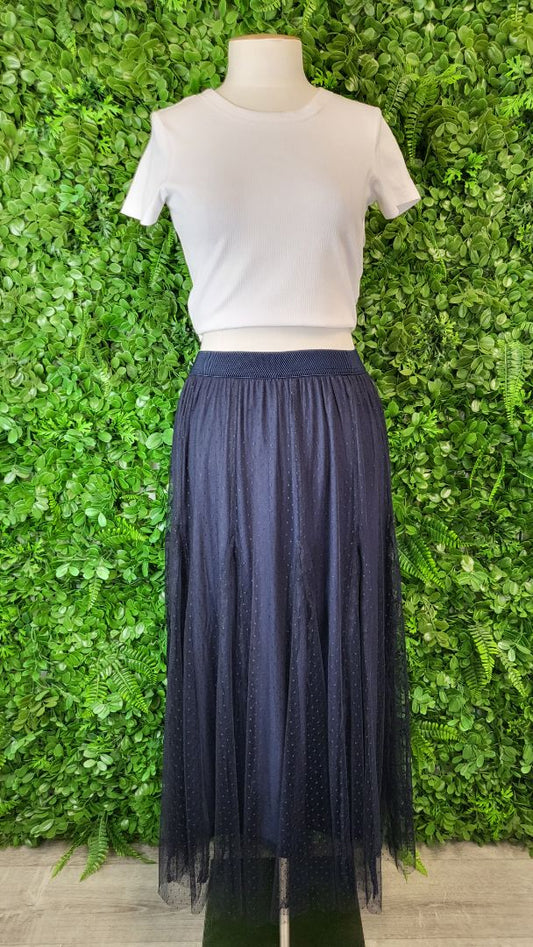Loobies Story Navy Mesh Skirt (8-10)