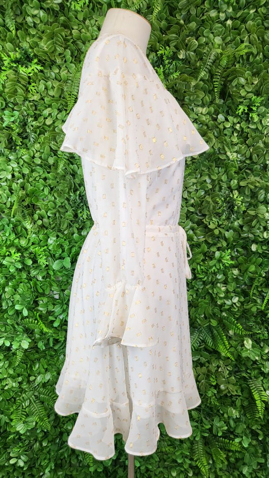 Pia Cream/Gold Frill Dress (10)