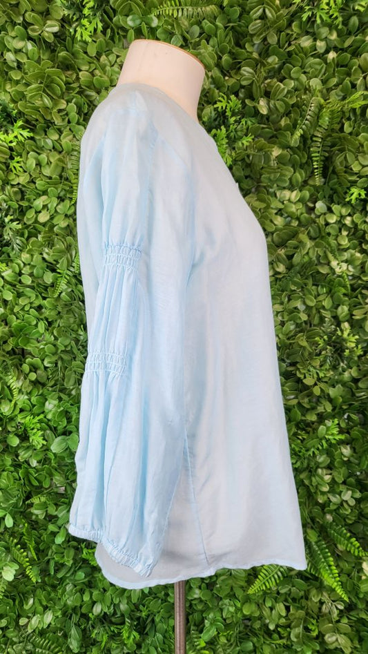 Chalk Blue Collarless Blouse (12)