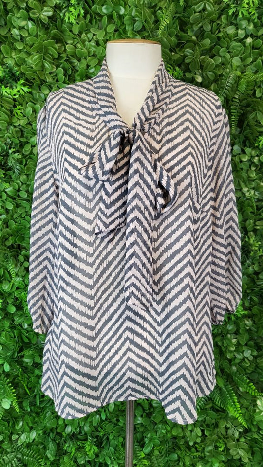 Liz Jordan Stripe Neck Tie Top (14)