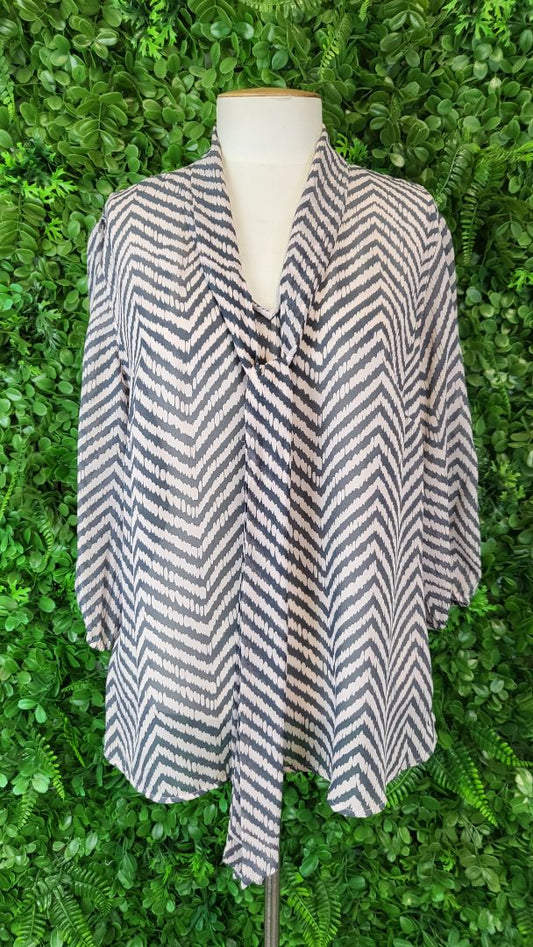 Liz Jordan Stripe Neck Tie Top (14)