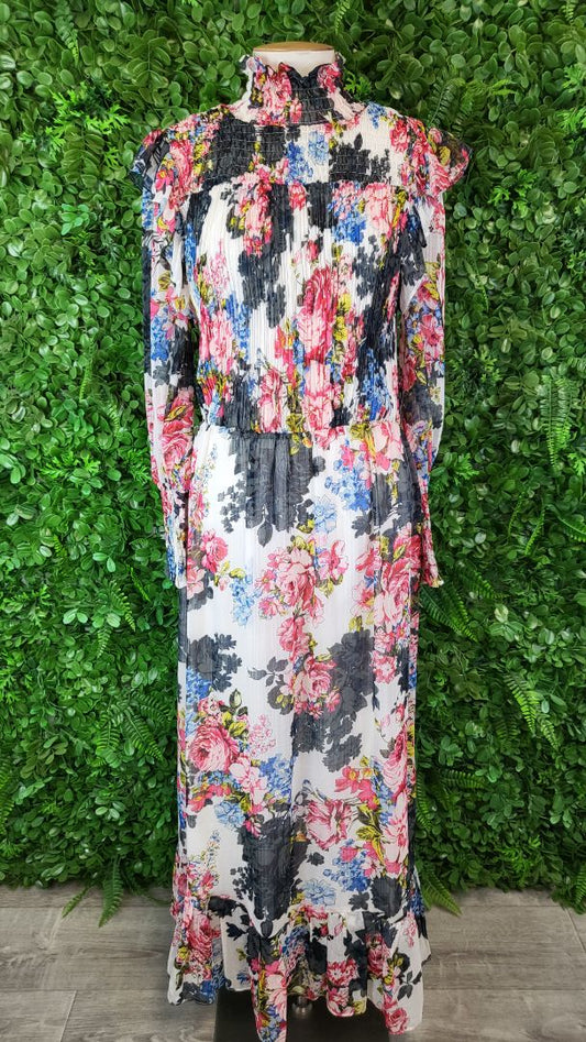 Augustine Floral Shirred Maxi Dress (8)