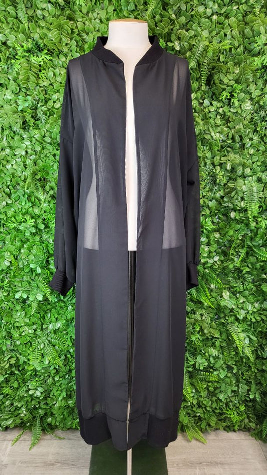 Deanne Hobbs Black Sheer Layering Duster Coat (16-18)