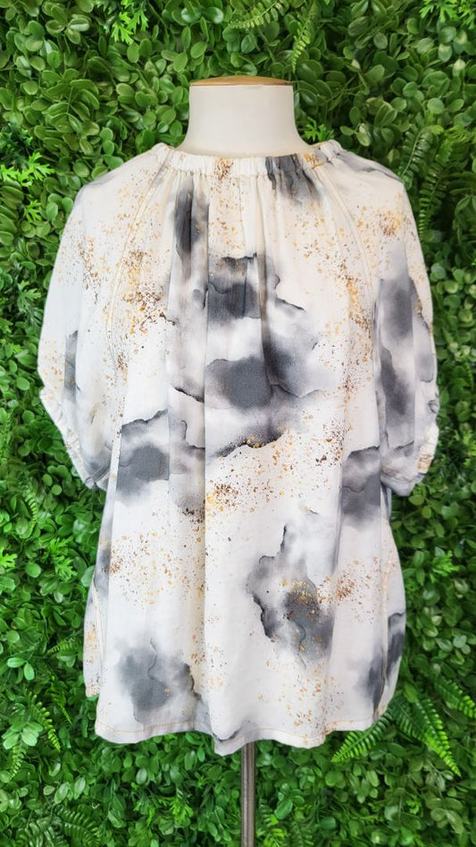 Et Alia Grey/Gold Linen Top (14)