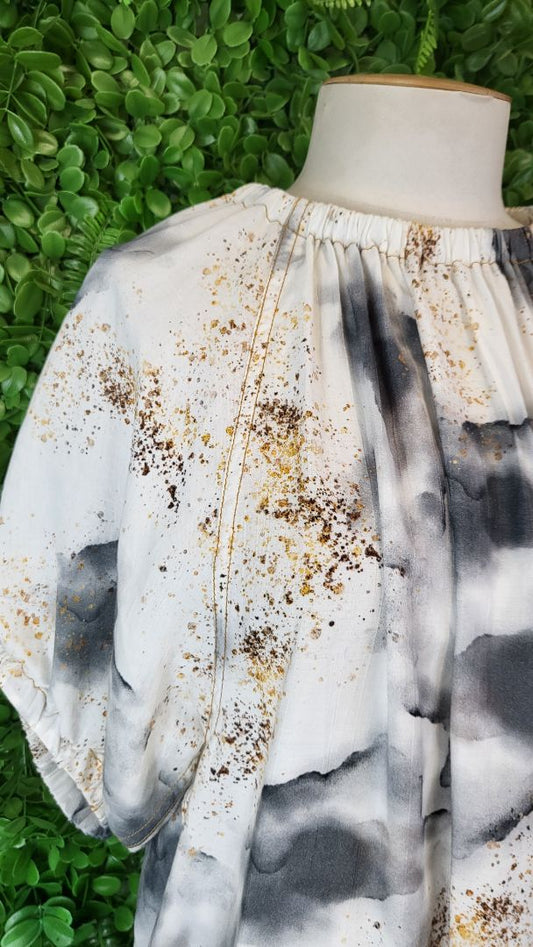 Et Alia Grey/Gold Linen Top (14)
