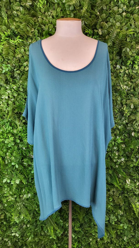 Deanne Hobbs Teal Oversized Sheer Top (20)