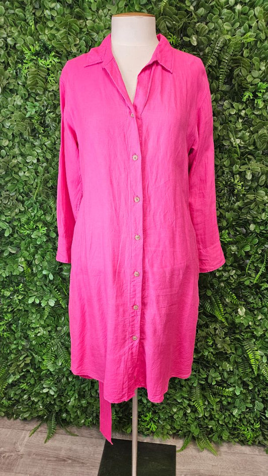 Trenery Fushia Pink Linen Blend Dress (8)