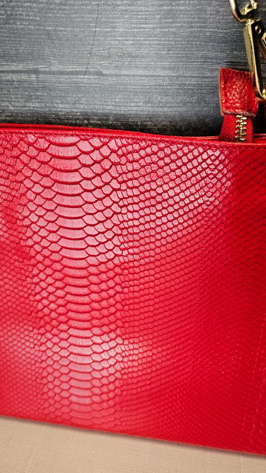 Strada Red Leather Shoulder Bag (35x26cm)