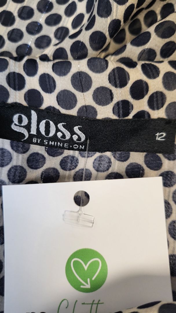 Gloss by Shine On Beige/Black Dot Dress (12)
