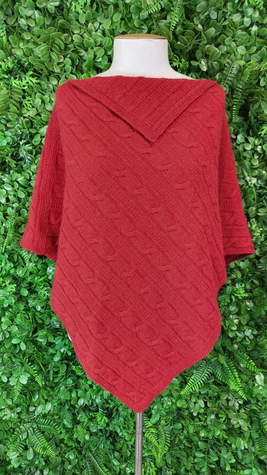 Possumdown Red Possum/Merino Poncho (8-16)