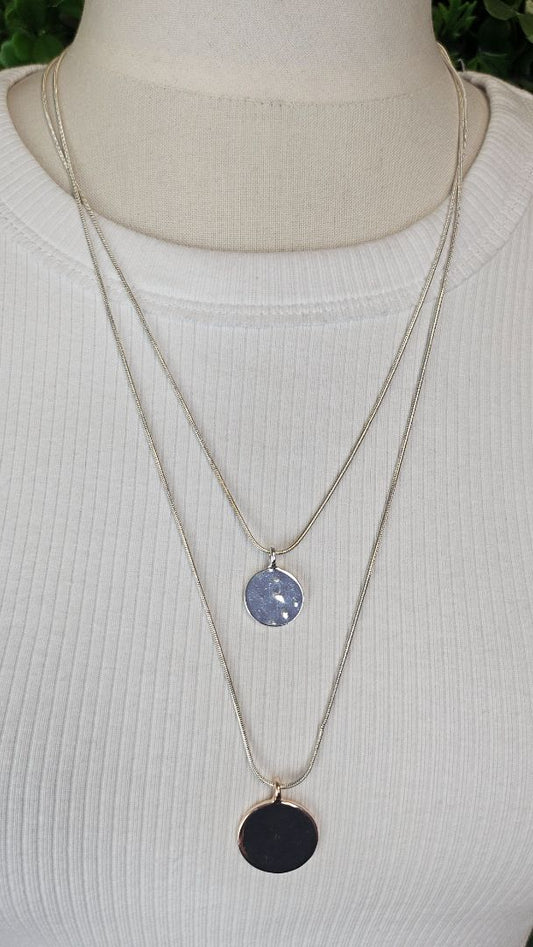 Unknown  Double Disk Layered Necklace