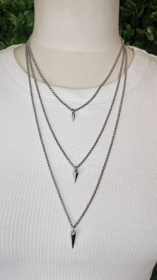 Silk & Steel Silver Layered Necklace